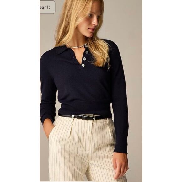 J.Crew Featherweight Cashmere-blend Polo Shirt Long Sleeve Sweater - Picture 9 of 9